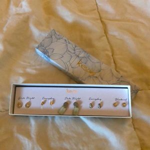 Kevia 5 piece earring set gold/mint